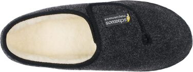 Чоловічі фетрові домашні тапочки Schawos 6064, теплі, з вовняною підкладкою, неслизькі, на липучці (42 EU, чорні)