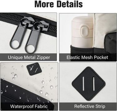 Рюкзак YAMTION 17.3 дюйми для чоловіків та жінок, шкільний/університетський, з USB-портом для зарядки (15.6', Blackbeige)