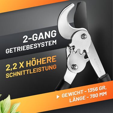 GRÜNTEK T-REX садові сучкорізи з лезами SK5, антипригарне покриття, 2-ступінчастий механізм, для сухої деревини, обрізки кущів та гілок