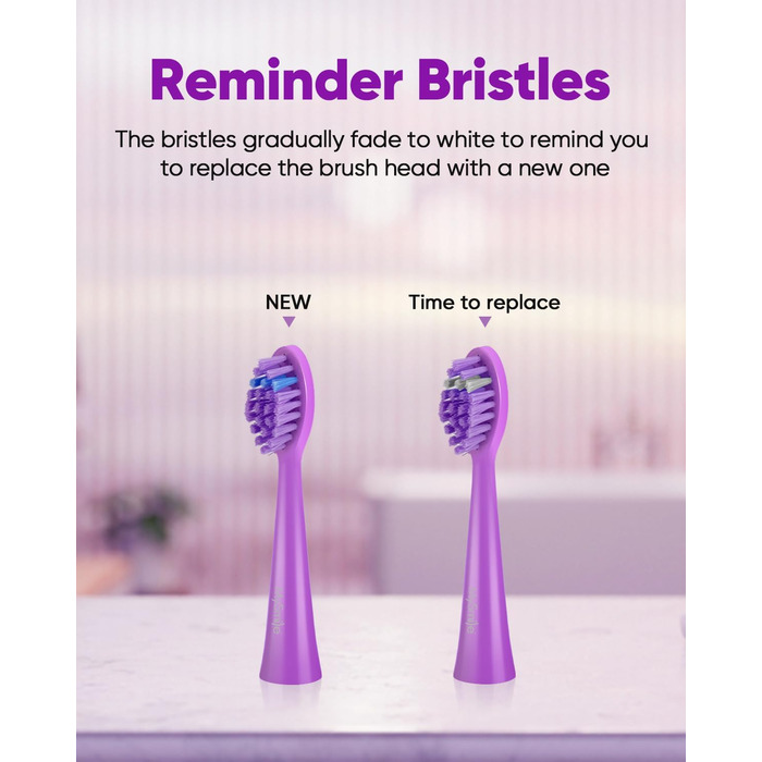 Електрична зубна щітка MySmile DY156 для дорослих, акумуляторна звукова щітка, портативна з 3 насадками, таймер 2 хвилини, 5 режимів, 45000 вібрацій на хвилину, 60 днів роботи від одного заряду, 1 шт. (фіолетова)