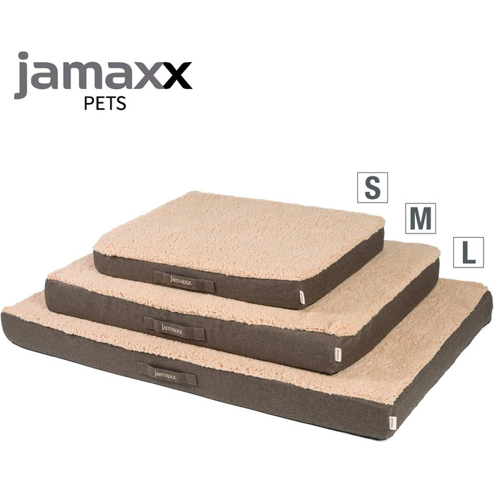 JAMAXX Orthopedic Dog Mattress - Joint-Friendly Memory Foam Visco - Washable - Removable Lambskin Cover / Water-Repellent Oxford Fabric - Robust and Cozy Dog Bed PDB1012, 90x65 (M), (L 120 x W 73 x H 30 cm, dark beige)