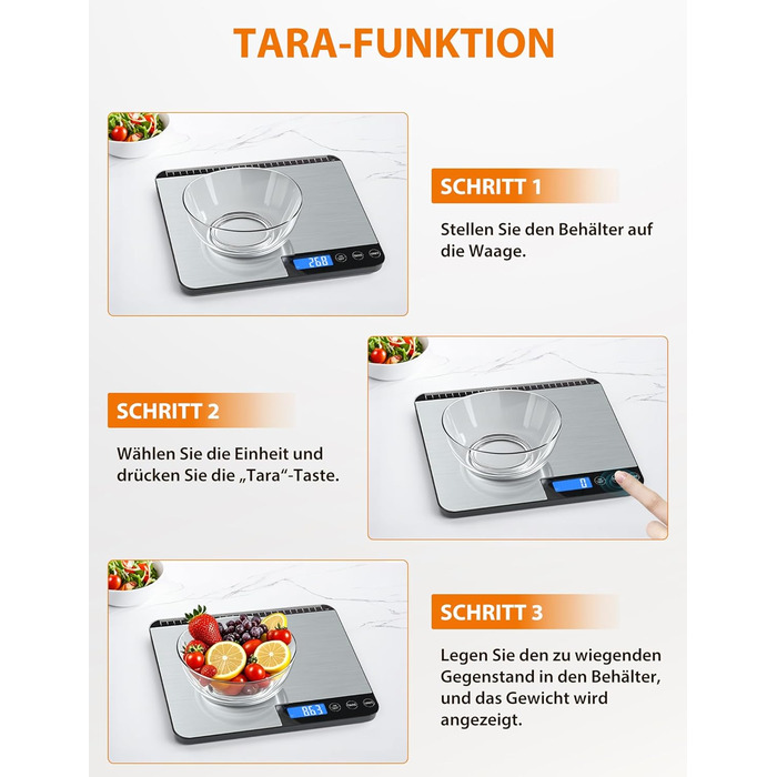 Кухонні ваги цифрові, 10 кг з LCD дисплеєм та функцією тарування, для випічки, приготування їжі та зважування ювелірних виробів, з точністю 1 г (K28H)