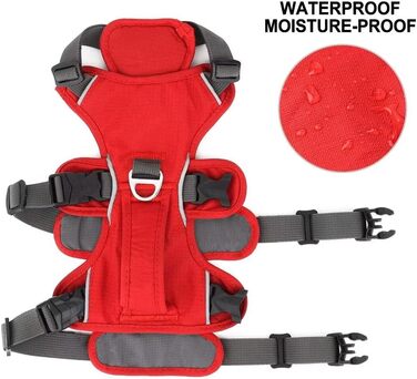 Безпечне шлейка для собак середнього розміру Beirui - світловідбиваючий, без натягування, з м'якою ручкою, водонепроникний, для щоденних прогулянок та тренувань (M: обхват грудей 41-79 см, підходить для собак 14-22 кг, червоний)