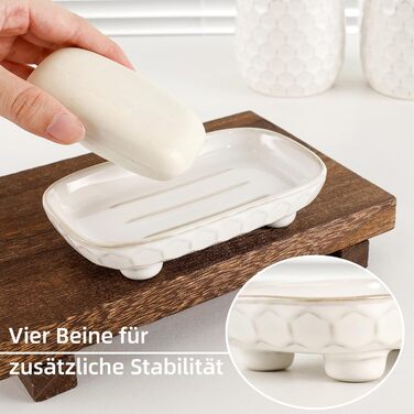 Набір для ванної кімнати: органайзер з кераміки (4 шт.) - дозатор мила 400 мл, стакан для зубної щітки, мильниця, декор преміум-якість (бежевий)