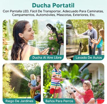 Портативна душова кабіна ShinePick для кемпінгу, 3000 mAh, LED-дисплей, 3 режими, водонепроникна IPX7, для кемпінгу, відпочинку на природі, авто та тварин