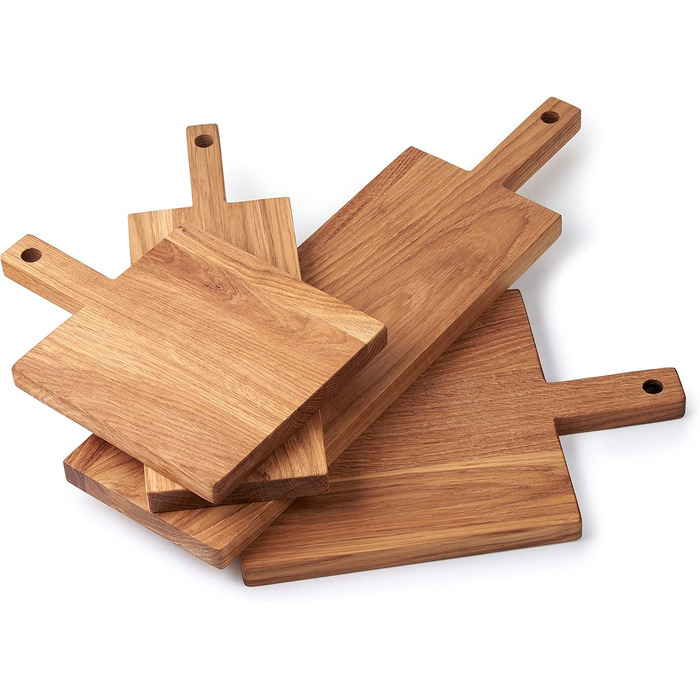 Edelding Cutting and Serving Board made of high-quality oak, 43 x 15 cm in size with a practical 12 cm handle | Antibacterial kitchen board | Serving board, breakfast board, solid wood board