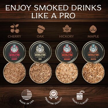 Набір для копчення коктейлів SmokeTop з чіпсами для вишні, гікорі, клена та дуба - для коктейлів, віскі та бурбону