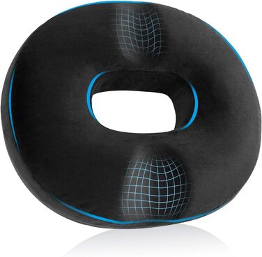 Подушка для геморою HOMCA: ортопедична, з memory foam, 45x40x9 см, чорна