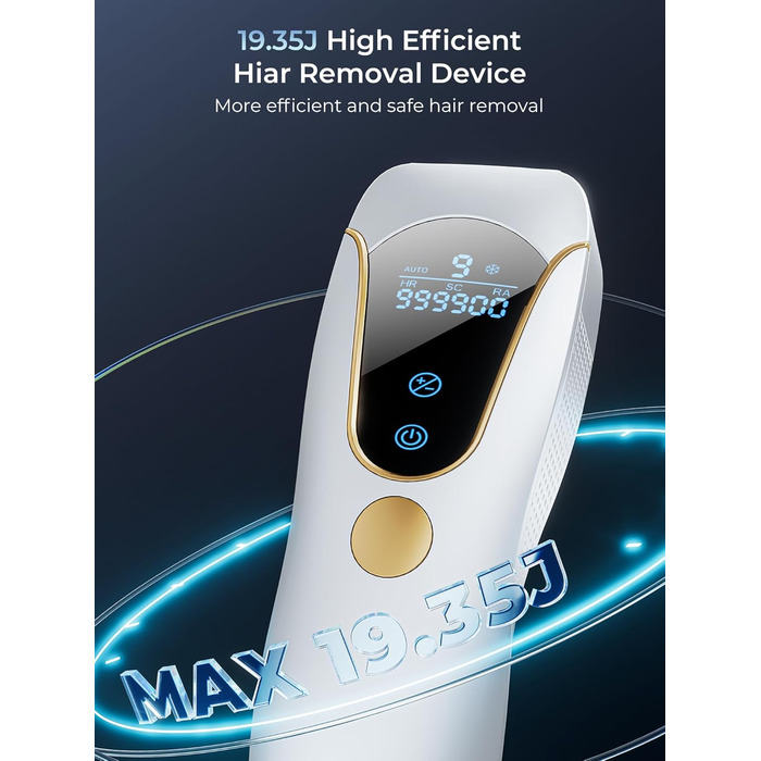 Пристрій для епіляції IPL Laser - безболісна епіляція з охолодженням, 3 функції, 9 рівнів, 600 нм, для жінок та чоловіків, для тіла, бікіні, ніг, пахв, білий