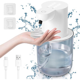 Автоматичний диспенсер для рідкого мила Cuteefun, 400 мл, сенсорний, індикатор заряду батареї, 4-рівнева регулювання дозування, настінний для ванної, кухні, чорний, піниться