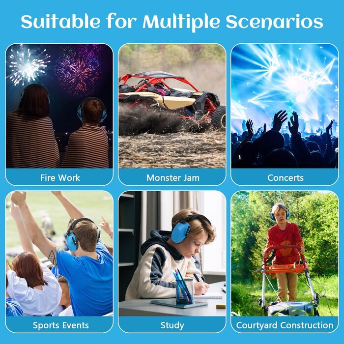 Навушники захисні для дітей Floriogra (2 шт) - капсульні, складані, блакитно-зелені, для захисту слуху від шуму (3-16 років)