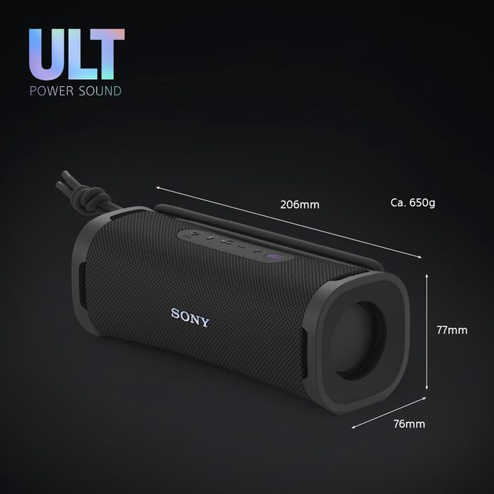 Sony ULT Field 1: Портативна Bluetooth колонка з глибоким басом, IP67 (водонепроникна, пилозахищена), 12 год роботи, чорний колір