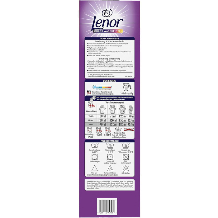 Пральний порошок Lenor Amethyst Blütentraum для пральних машин, 6.5 кг, 100 прань