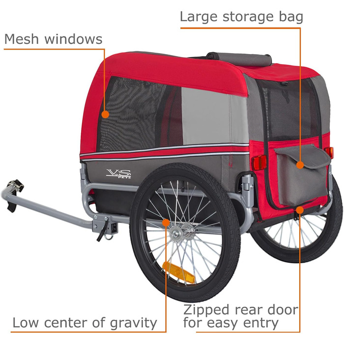 Фаркоп для велосипеда Tiggo VS Pets M для собак, 80201 (червоний)