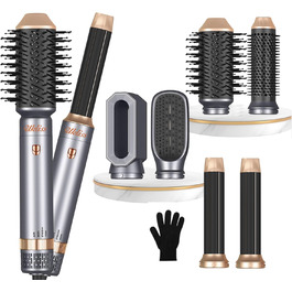UKLISS Airstyler Pro 7-в-1: професійний фен-щітка з іонізацією, 1400 Вт, для укладання, створення локонів та випрямлення волосся (сірий)