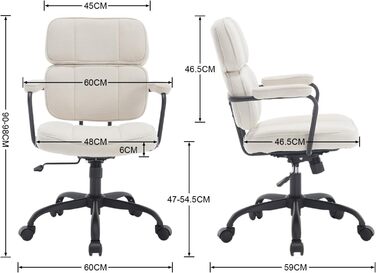 Крісло офісне, комп'ютерне, для дому, з регулюванням висоти, 360° обертання, з підлокітниками, з екошкіри, бежеве