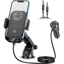 FM-трансмітер Magift Bluetooth 5.3 для авто з тримачем для телефону, HiFi бас, подвійний USB, підтримка TF/SD-карт, AUX, до 64ГБ, програвання музики