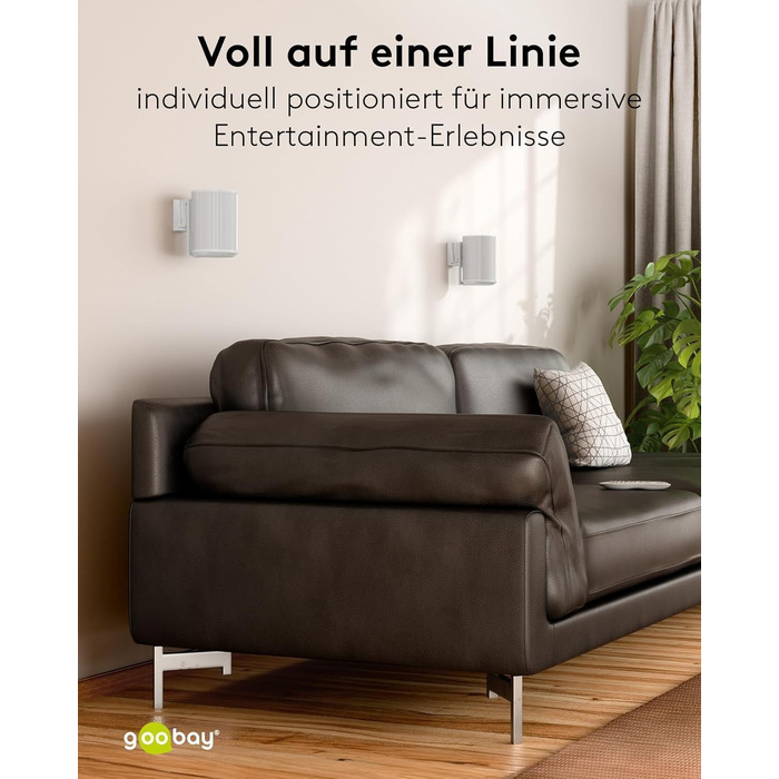 Настінний кронштейн-підставка для колонки Sonos Era 100 від Goobay, білий, з кабель-менеджментом, висота 71 см, вантажопідйомність 3 кг (71983)