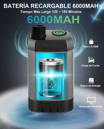 AUTOPkio Camping Shower with Pump, Upgraded Camping Shower 6000mAh Rechargeable Pump, Smart Digital Display for Camp, Outdoor, Pet, Emergency