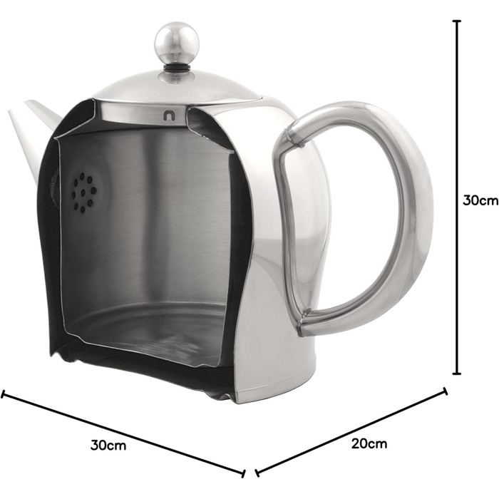 Bredemeijer small, round double-walled stainless steel teapot, 0.5 Liter