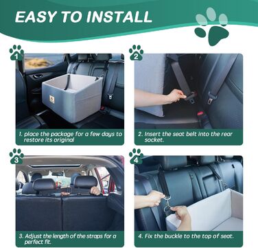 Автокрісло для собак, сіре, велике, з підняттям та кишенями для зберігання, до 25 кг, для великих собак та цуценят