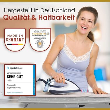 Чохол для прасувальної дошки arteneur® - Німеччина | 120x40 см | Терморефлексний | З гумкою | OEKOTEX100 | 5 розмірів | З підкладкою | Для парогенератора та праски