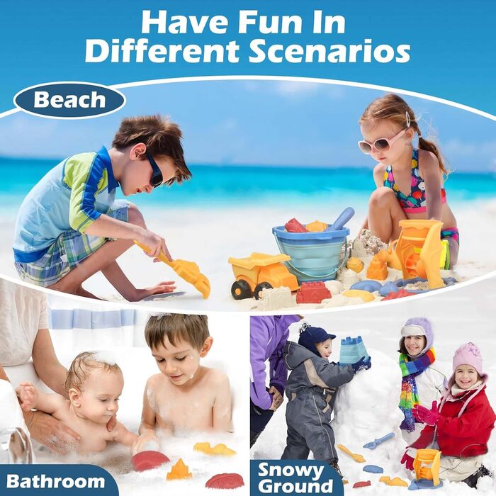 YIMORE Sand Toys for Boys and Girls, 30 Pieces Sandbox Beach Toy Set with Sand Molds, Sand Toys for Ages 2, 3, 4, 5
