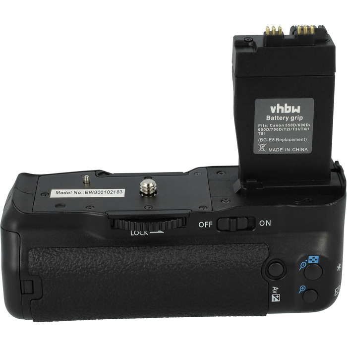 vhbw Батарейний хват сумісний з Canon EOS 550D, 700D, Kiss X4, Kiss X5, Kiss X7i, Kiss X6, 650D, 600D цифровою дзеркальною камерою (DSLR)
