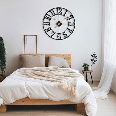 Mee 2ou Wall Clock Modern Nearly Silent Without Ticking - 40cm Diameter Wall Clocks Modern Living Room Wall Clock Vintage For Bedroom Kitchen Office Country House Style Industrial Style