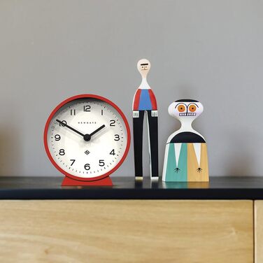 NEWGATE® M Silent Mantel Clock - 'No Tick' - A Modern Mantel Clock - Small Clock - Mantel Clocks - Minimalist Dial - (Red)