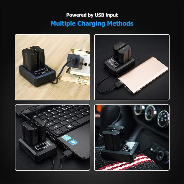 Зарядний пристрій Dual USB для камер Nikon Z7, Z6, D850, D810, D800, D750, D610, D600, D500, D7500, D7200, D7100, D7000 (сумісний з акумуляторами EN-EL15, EN-EL15a, EN-EL15b)