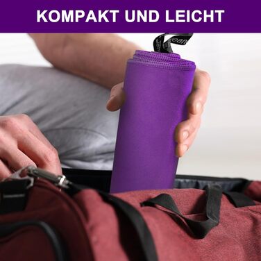 Набір рушників з мікрофібри, швидковисихаючих, 3 шт. (180x90см, 80x40см, 50x30см) для подорожей, спорту, пляжу (фіолетовий)