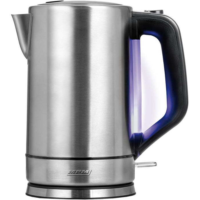 Електричний чайник MPM MCZ-85/G1, 1.7 л, без BPA, бездротовий, 360° поворотна база, антинакипний фільтр, автовимкнення, чорний, 2200W (сталь)