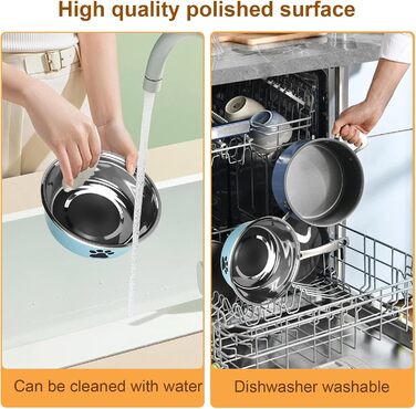 Набір з 4 мисок для собак з нержавіючої сталі з неслизьким силіконовим дном, 900 мл, для корму та води (зелений, сірий, блакитний, рожевий)