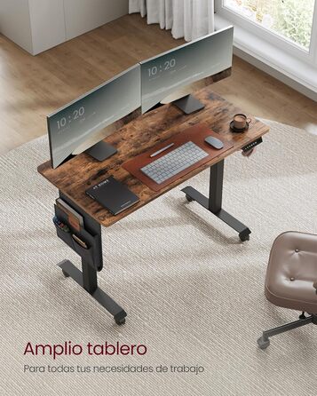 VASAGLE Electric Height Adjustable Desk - Vintage Brown, 60 x 120 x (72-120) cm, Memory Function, Wood & Steel Frame