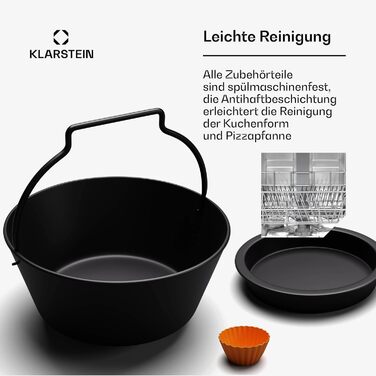 Klarstein AeroVital Deluxe Air Fryer Accessories – Grill Rack, BBQ Set, Pizza Pan, Cake Pan, Silicone Molds & Mat, Dishwasher Safe, Non-Stick, Compatible with AeroVital Models White Complete Accessory Set