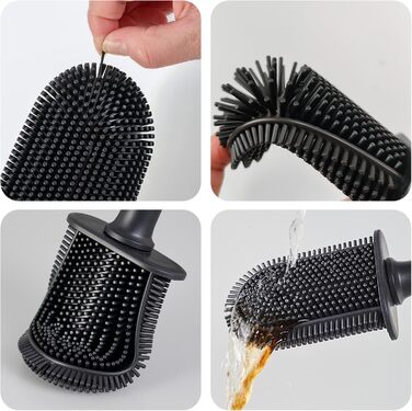 Силіконова щітка для унітазу Klobürste з кріпленням на стіну без свердління, чорна