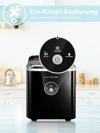 2024 Ice Maker Winner - 14kg Capacity, Fast Ice Production, Quiet Operation, 120W with Scoop & Basket - Compact Ice Maker for Home & Office (Black)
