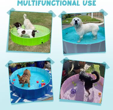 Foldable Dog Pool for Dogs, Dog Cushion Pool, Portable, for Dog Bathing, Plastic, Large, Hard, Children's Pool (100 x 30 cm) (Small(80 x 20cm), Blue)