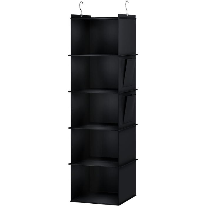Органайзер для шафи Youdenova з 6 відділеннями: міцна підвісна система зберігання з МДФ та бамбуковими опорами. Чорний колір