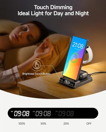 Бездротова зарядка leQuiven 3-в-1 для Samsung Galaxy S25 Ultra, S24, S23, Z Fold/Z Flip 7, Galaxy Watch 8/7/6/5/4, Galaxy Buds3 Pro (Tech Grey)