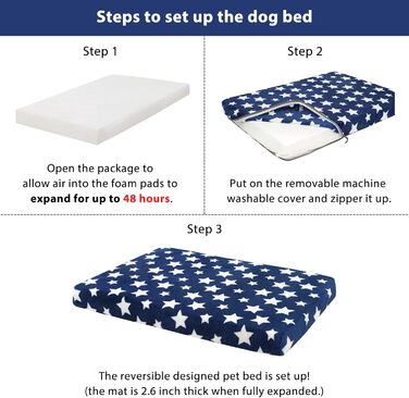 Лежанка для собак EMPSIGN, м'який килимок для перенесення, лежанка для собак знімний та пральний чохол, водонепроникна, для маленьких собак, 61x46x6.6 см, блакитна