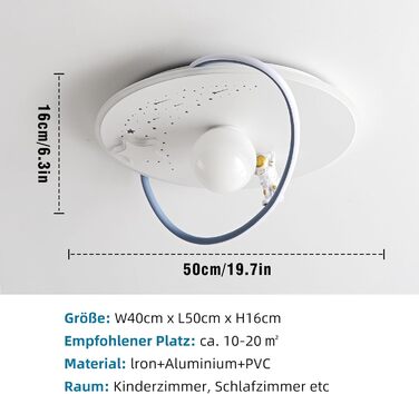 RRBEST LED Ceiling Light, Modern Moon Astronaut Design Ceiling Lamp, Dimmable with Remote Control, Boys and Girls Children's Room Lamps, Decorative Ceiling Lamp for Children's Room