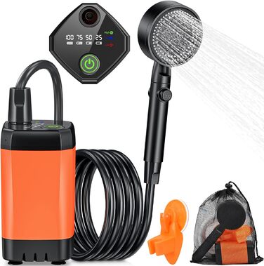 Портативна душова кабіна Campingdusche з насосом, 3000mAh, для кемпінгу, саду, пляжу, миття авто та тварин. Цифровий дисплей, 2м шланг. Без відра.