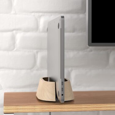 HumanCentric Maple Wood Laptop Stand - Vertical Adjustable Desk Organizer & Docking Station