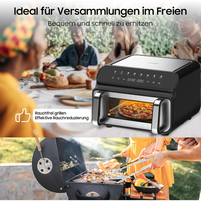 iceagle Hot Air Fryer XXL Air Fryer 8.5L - Hot Air Fryer with Viewing Window | Air Fryer, 7 Programs, 1700W, Space-Saving and Quiet Operation (55db)