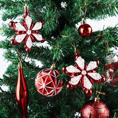 40 шт. прикрас на ялинку, міцні кулі, декор для ялинки, орнаменти (червоні)