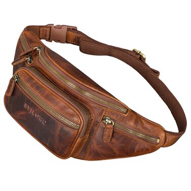 STILORD Велика шкіряна поясна сумка Cognac - Вантажна сумка на пояс для чоловіків, жінок та дітей - Ретро сумка на стегно для бігу, фестивалів, подорожей Caspar (Sesto - Cognac)