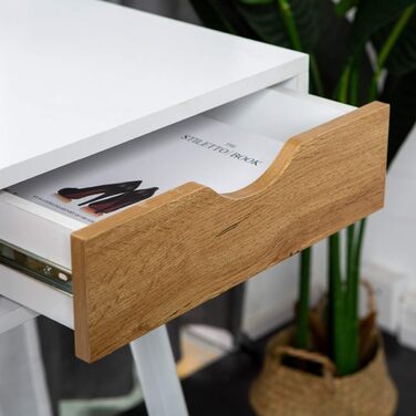 Soges Metal and E1 Wood Desk with 3 Drawers - 110x50x78cm White Office Writing Table for Storage
