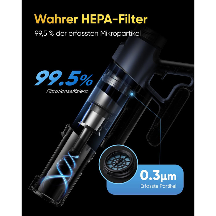 Бездротовий пилосос Vexilar V12 Akku: 50 хв роботи, 50 kPa, 450W, антизаплутування, легкий, безщітковий мотор, для твердих поверхонь, килимів, шерсті тварин, синій